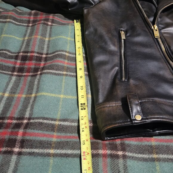 ZARA Men's Moto Biker Jacket Faux Leather Black Brown Medium NWOT - Picture 10 of 15
